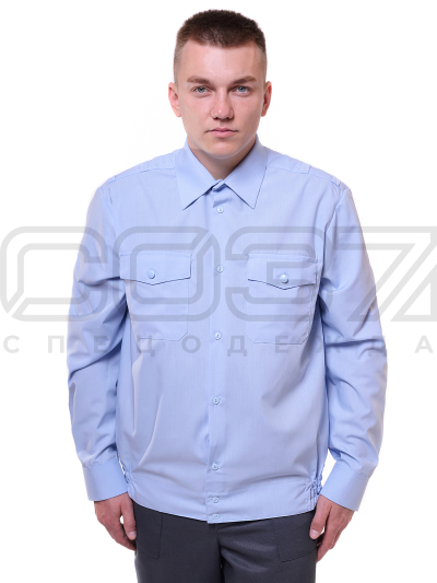 Рубашка форменная мужская МВД дл.рук цв.голубой тк.смесовая 1