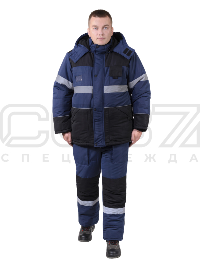 Костюм рабочий зимний Авангард с СОП цв.синий чёрный-1