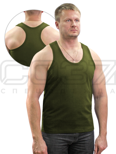 Майка-борцовка цв.олива тк.кулирка 1